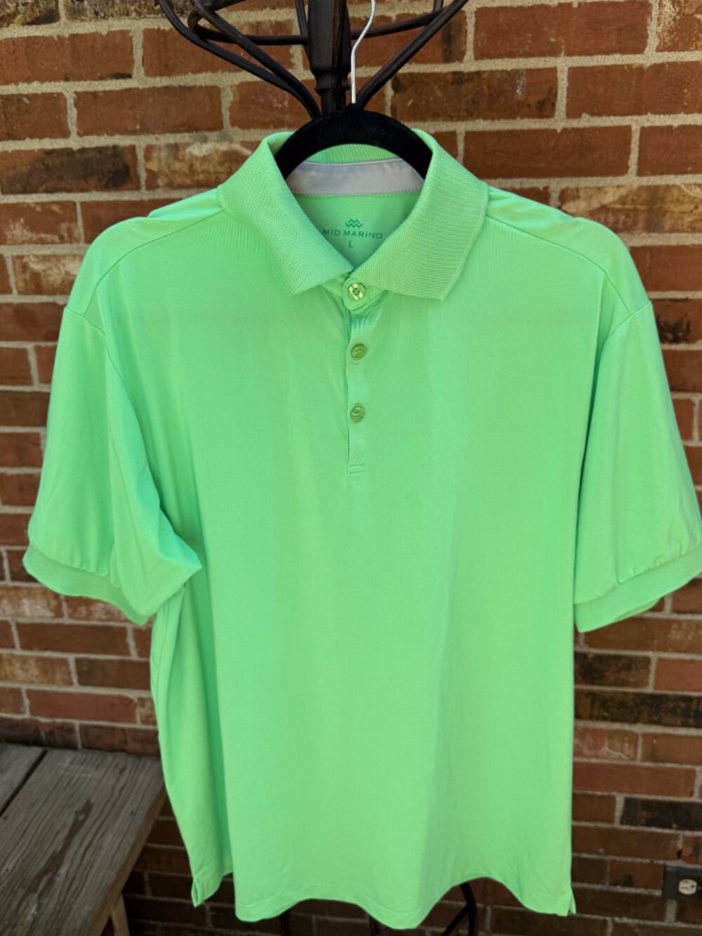 Mio Marino Men’s Classic Fit Pique Polo Shirt Green Size L